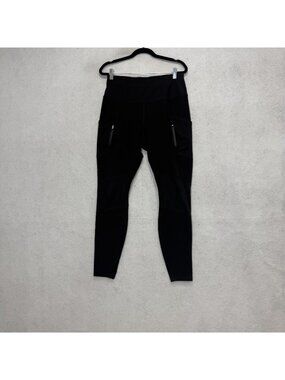 Athleta Leggings Womens Medium Black High Rise Moto Ankle Zip Pockets Yoga